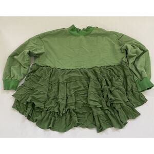 Listicle Anthropologie Sweater Women's Small RUFFLES Oversized Baggy Boho‎ Shirt